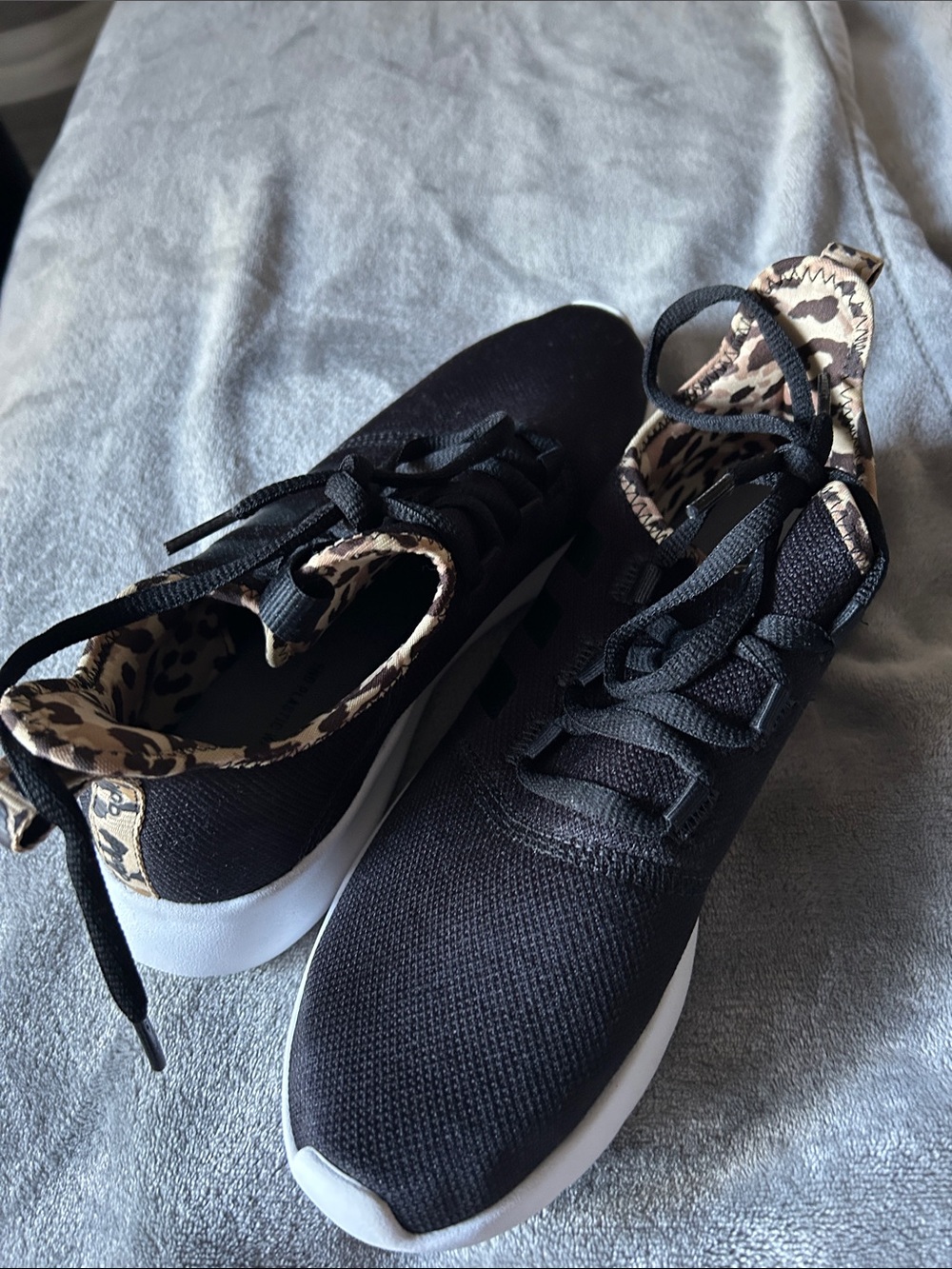 adidas Black Sneakers with Leopard Print Collar - Picture 6 of 6